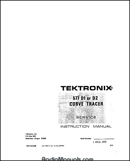 Tektronix 577 D1 or D2 Service Manual Tektronix 577 D1 or D2 Service Manual